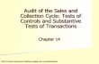 Audit of the Sales and Collection Cycle: Tests of Controls ... · PDF fileCollection Cycle: Tests of Controls and Substantive Tests of Transactions Chapter 14 ... 7 Sales Returns and