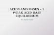 ACIDS AND BASES 3 WEAK ACID BASE EQUILIBRIUMdrsapnag.manusadventures.com/.../PP16-03AcidsBaseEq.pdf · ACID BASE EQUILIBRIUM Acid base equilibrium occurs when we deal with weak acids