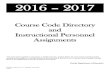 Course Code Directory and Instructional Personnel · PDF fileCourse Code Directory and Instructional Personnel Assignments . ... Develop a comprehensive course description ... of the