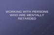 WORKING WITH PERSONS WHO ARE MENTALLY … WITH PERSONS WHO ARE MENTALLY RETARDED Most mentally retarded people are capable of obtaining jobs and functioning independently in the community.