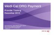 Medi-Cal DRG · PDF file12/4/2013 · Medi-Cal DRG Payment Provider ... – DRGs reward better diagnosis and procedure coding, ... documentation and coding adjustment built into DRG
