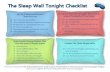 The Sleep Well Tonight Checklist - Chris Carruthers, PhD Sleep Well Tonight Checklist Recognize That Your Thoughts About Sleep Impact The Quality of Your Sleep Make Smart Lifestyle