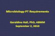 Microbiology PT Requirements N_Hall.… · Microbiology PT Requirements Geraldine Hall ... Should required categories of tests be specified for the microbiology subspecialties; for