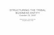 STRUCTURING THE TRIBAL BUSINESS ENTITY - Law …lawseminars.com/materials/07TRIBWA/tribwa m 21 Kenney 10-22.pdf · STRUCTURING THE TRIBAL BUSINESS ENTITY October 23, ... Why separate