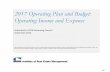 2017 Operating Plan and Budget: Operating Income … Library/Executive/2017IREMOperatingPlanBudget.pdfPage 48 Capital Expense Budget ... The 2017 operating budget is a break-even budget