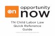 TN Child Labor Law Quick Reference Guide - Nashville · PDF fileWage Regulation Act ... Operation of power driven machinery and heavy equipment ... TN CHILD LABOR LAW QUICK REFERENCE