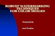 ROBUST WATERMARKING TECHNIQUES FOR COLOR scc/seminars/ROBUST WATERMARKING...Cryptography, Steganography and Watermarking Fingerprinting uses some kind of hash functions to create fingerprint,