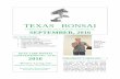 TEXAS BONSAI - Fort Worth Bonsai 2016... · TEXAS BONSAI A PUBLICATION OF THE LONE STAR BONSAI FEDERATION, INC. SEPTEMBER, 2016 IN THIS ISSUE: President’s Message 2016 LSBF Bonsai