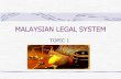 MALAYSIAN LEGAL SYSTEM - Weeblyuniten.weebly.com/.../3/...malaysian_legal_system.pdf · Understand the Malaysian Legal System Definition of Law ... Describe the sources of Malaysian