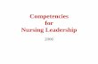 Competencies for Nursing Leadership - c.ymcdn.comc.ymcdn.com/sites/ for Nursing Leadership 2006. What Competencies? • The competencies for the nurse manager: a defined job • …