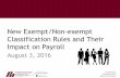 New Exempt/Non-exempt Classification Rules and … Solutions. Real Relationships. Beyond the Numbers. New Exempt/Non-exempt Classification Rules and Their Impact on Payroll August