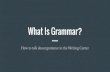 What Is Grammar? - gvsu.edu is grammar? (According to consultants & According to clients)-Definitions of grammar ... This of it this way: Is the language doing what it’s