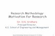 Research Methodology: Motivation for Research · Research Methodology: Motivation for Research; Dr. S.N. Sridhara 20 Types of Research . Begin with broad questions Narrow Down, Focus
