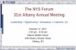 The NYS Forum 31st Albany Annual Meeting · The NYS Forum 31st Albany Annual Meeting ... and policies that lead to best practices ... What do I like best about the NYS Forum Toastmasters