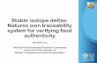 Stable isotope deltas: Natures own traceability system for ... · Stable isotope deltas: Natures own traceability system for verifying food authenticity ... Milk composition •88%