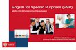 English for Specific Purposes (ESP) - neas.org.au · English for Specific Purposes (ESP) NEAS 2013 Conference Presentation University of Sydney Centre for English Teaching PATRICK