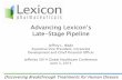 Advancing Lexicon’s Late-Stage Pipeline - Jefferies · Advancing Lexicon’s Late-Stage Pipeline ... Change in FPG mg/dL All Patients ... •Study results met FDA guidance for supporting