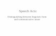 Speech Acts - Brown University · Different types of speech acts are linked fairly directly with different linguistic forms. ... The speech act may be identified differently depending