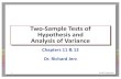 Ch11 and Ch12 - Two-Sample Tests of Hypothesis and ... Tests of Hypothesis and ... “Special” Test Statistics 10-8 ... Ch11 and Ch12 - Two-Sample Tests of Hypothesis and Variance