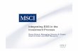 Integrating ESG in the Investment Process · Integrating ESG in the Investment Process ... an intrinsic part of portfolio construction and management ... Issues and Risk Factors Portfolio