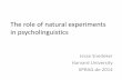 The role of natural experiments in psycholinguistics role of natural experiments in psycholinguistics Jesse Snedeker Harvard University XPRAG.de 2014 . Notes about the use of these