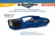 BATTERY POWERED PLASTIC STRAPPING TOOL - … POWERED PLASTIC STRAPPING TOOL PULLS UP TO 300 lbs of Tensi o n ... Tensioning Speed: 5 in/sec Tool Length: 12.5 inches Tool Width: 5.5