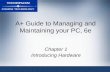 A+ Guide to Hardware, 4e - Parkway Schools · A+ Guide to Managing and Maintaining your PC, 6e 2 Objectives •Learn that a computer requires both hardware and software to work •Learn