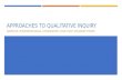 [PPT]Approaches to Qualitative Inquiry - GEORGE E.K. … · Web viewCreswell Qualitative Inquiry 2e 5. Differences Among the Approaches Narrative – focuses on the life of an individual