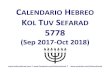 CALENDARIO HEBREO KOL TUV SEFARAD 5778 · CALENDARIO HEBREO KOL TUV SEFARAD 5778 (Sep 2017-Oct 2018)   …