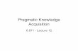 Pragmatic Knowledge Acquisition - MIT … of Learning • Learning by being programmed • Learning by being told • Learning from selected examples • Learning from unselected examples