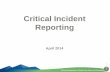 Critical Incident Reporting - colorado.gov Basic... · incident, a new, separate critical incident report must be entered to report the death Example: •CIRS#1 –Injury/illness: