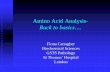 Amino Acid Analysis- Back to basics…. · Neutral amino aciduria Lysinuric protein intolerance ... Amino acid analysis Spot test ... Separation of free amino acids Identification