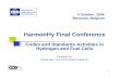 HarmonHy Final Conference · • ISO/TR 15916:2004 Basic considerations for the safety of hydrogen systems • ISO/PAS 15594:2004 Airport hydrogen fuelling facility