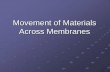 Movement of Materials Across Membranes - Blue … · substances but not others can cross them. ... movement of materials across the plasma membrane. A. ... Active Transport