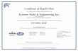 Certificate of Registration Xcentric Mold & Engineering, Inc. · Certificate of Registration This certifies that the Quality Management System of Xcentric Mold & Engineering, Inc.