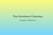 The Southern Colonies - Medford, NJ Chapter 3... · Factors that influenced the development of the Southern Colonies Maryland, Virginia, North Carolina, South ... In 1675, Nathaniel