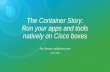 The Container Story: Run your apps and tools natively … · Network Element Customization: Examples DataCenter - DevOps • DevOps Configuration Automation Toolchain Integration