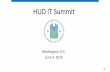 HUD IT Summit Summit... · IT SUMMIT. What to Expect •HUD will be discussing where we are today. oHUD will be discussing a plethora of technical topics, such as Decision Tree logic,