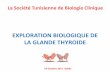 EXPLORATION BIOLOGIQUE DE LA GLANDE … 2017/EXPLORATION... · Exploration de l’hormonogenèse Pourquoi TSH plutôt que FT4? TSH plus informative: une faible ↓ ou ↑des HT est