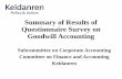 Summary of Results of Questionnaire Survey on Goodwill ... · Questionnaire Survey on Goodwill Accounting. ... Characteristics of Goodwill Slide 7 . 2. ... This would enable them