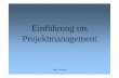 Einführung ins Projektmanagement - Department …spielth/vortraege/Projektmanage… · Projektmanagement ist die „Gesamtheit von Führungsaufgaben, Organisation, ... •Schulungsunterlagen
