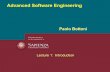 Advanced Software Engineering - Dipartimento …advingsoft/versioniPDF/Lesson1... · Outline of the course • Models and metamodels • Revisiting UML: UML metamodel • Definition