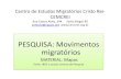 PESQUISA: Movimentos migratórios - cemcrei.org.br · Gerais os migrantes vindos do ... REFUGIADOS Y DESPLAZADOS INTERNOS RETORNADOS, ... Entram no Brasil pe as cidades de Brasileia,