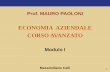 ECONOMIA AZIENDALE CORSO AVANZATO - Mauro Paoloni · 2013-09-30 · Complesso organico di cui si ricercano le condizioni di funzionalità tramite ... Nozione di azienda Carattere