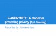k-ANONYMITY: A model for protecting privacytozsu/courses/CS755/F13/Presentations/Kaur... · ROADMAP • Data sharing and data privacy • Related background work • k-anonymity model