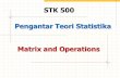 STK 500 Pengantar Teori Statistika Matrix and Operations · Scalar x Matrix Multiplication Note that if b is a scalar then bA = Ab (i.e., scalar x matrix multiplication is commutative)