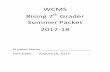 Rising 7th Grader Summer Packet 2017- ... Rising 7th Grader Summer Packet 2017-18 Student Name _____ Due Date: August 18, 2017 . Equivalent Fractions and Decimals ... King 110 out