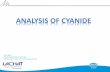 ANALYSIS OF CYANIDE...WAD cyanide includes species that will release cyanide at a moderate pH of 4.5 such as HCN(aq) and CN-, the majority of Cu, Cd, Ni, Zn, Ag, Hg, complexes and