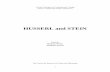 HUSSERL and STEIN5 Introduction Husserl, Stein, and Phenomenology William Sweet and Richard Feist Introduction The philosophy of Edmund Husserl is difficult to categorise. Although