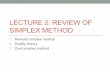 LECTURE 2: REVIEW OF SIMPLEX METHOD - Edward P. Fitts ... · Dual simplex method • What’s the dual simplex method? - It is a simplex based algorithm that works on the dual problem